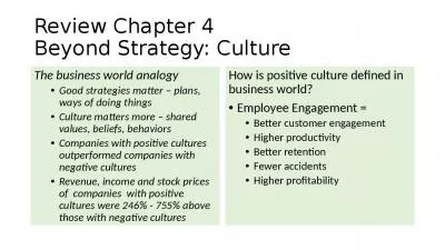 Review Chapter 4 Beyond Strategy: Culture