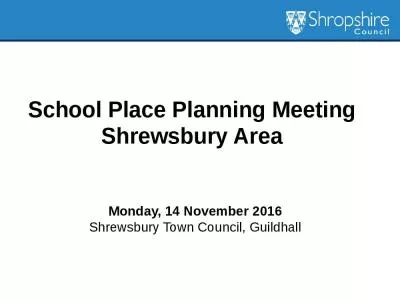 School Place Planning Meeting Shrewsbury Area