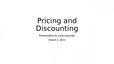 Pricing and Discounting