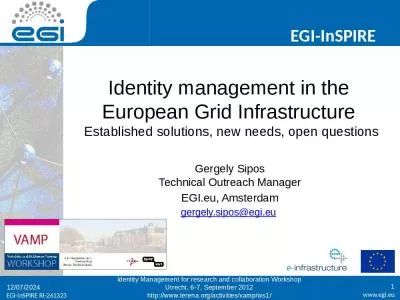 Identity management in the  European Grid Infrastructure  Established solutions, new needs, open questions