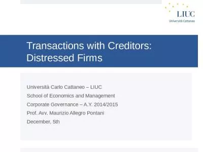 Transactions with Creditors: Distressed Firms