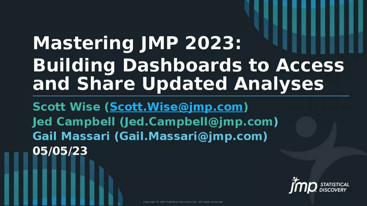 PPT-Today s Mastering JMP