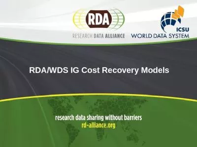 RDA/WDS IG Cost Recovery Models