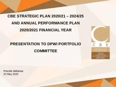 CBE STRATEGIC PLAN 2020/21   2024/25 AND ANNUAL PERFORMANCE PLAN 2020/2021 FINANCIAL YEAR