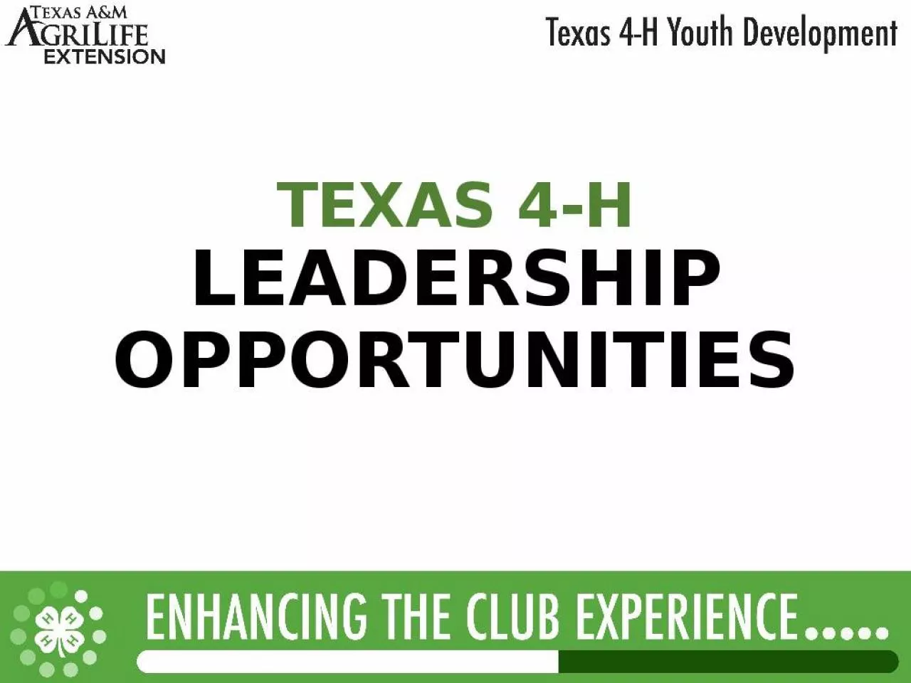 PPT-TEXAS 4-H LEADERSHIP OPPORTUNITIES