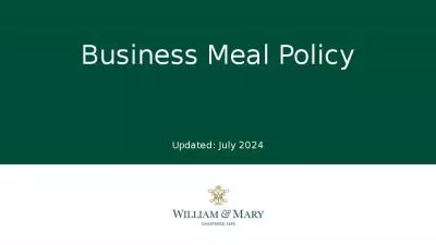 Business Meal Policy