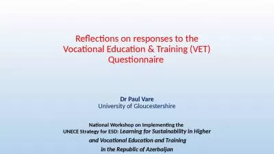 Reflections on responses to the Vocational Education & Training (VET) Questionnaire