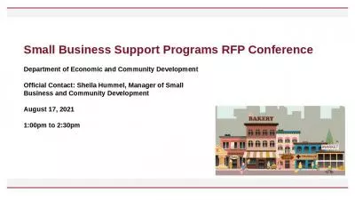 Small Business Support Programs RFP Conference