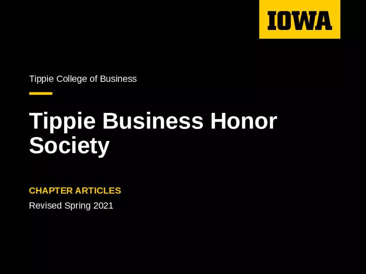 PPT-Tippie Business Honor Society