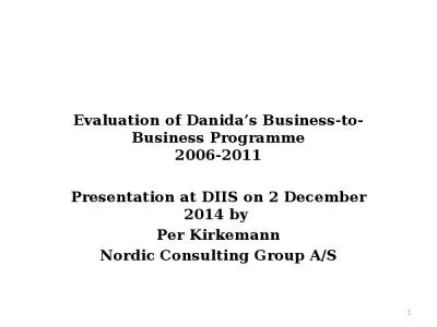 Evaluation of Danida s Business-to-Business Programme 2006-2011