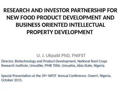 RESEARCH AND INVESTOR PARTNERSHIP FOR NEW FOOD PRODUCT DEVELOPMENT AND BUSINESS ORIENTED