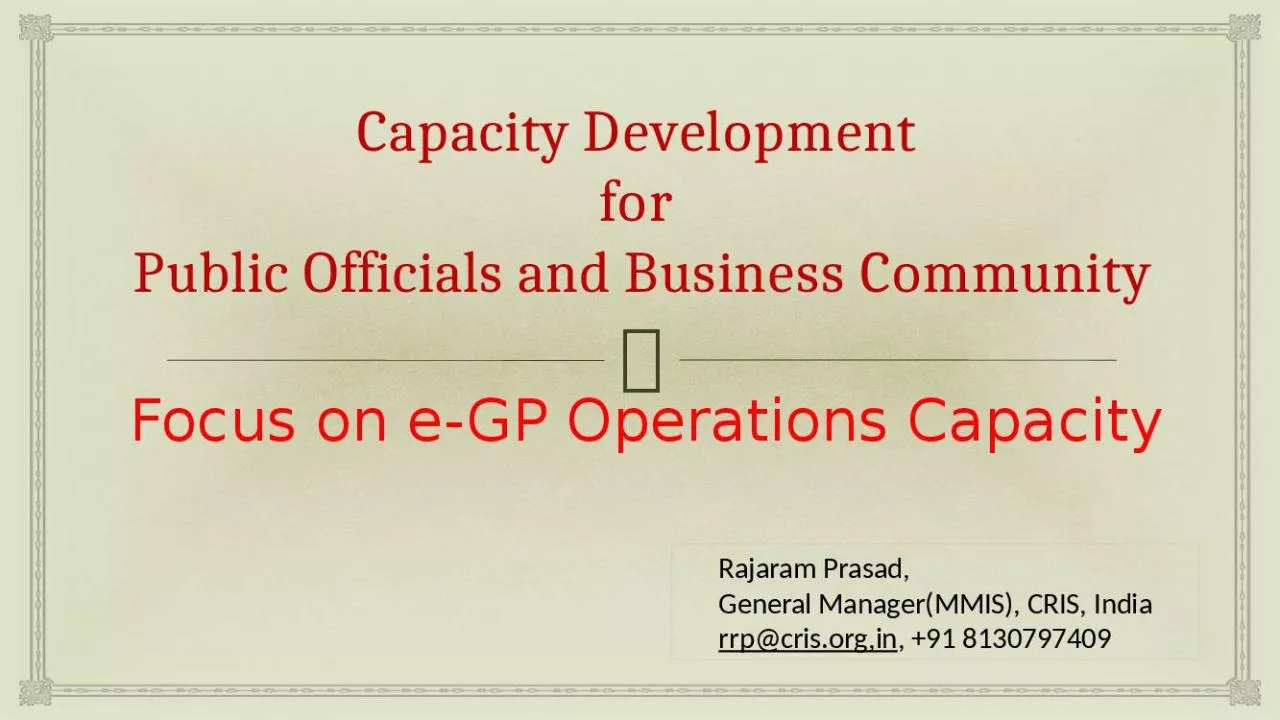 PPT-Capacity Development for Public Officials and Business Community