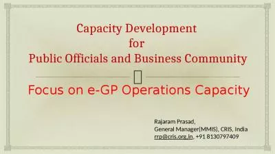 Capacity Development  for  Public Officials and Business Community