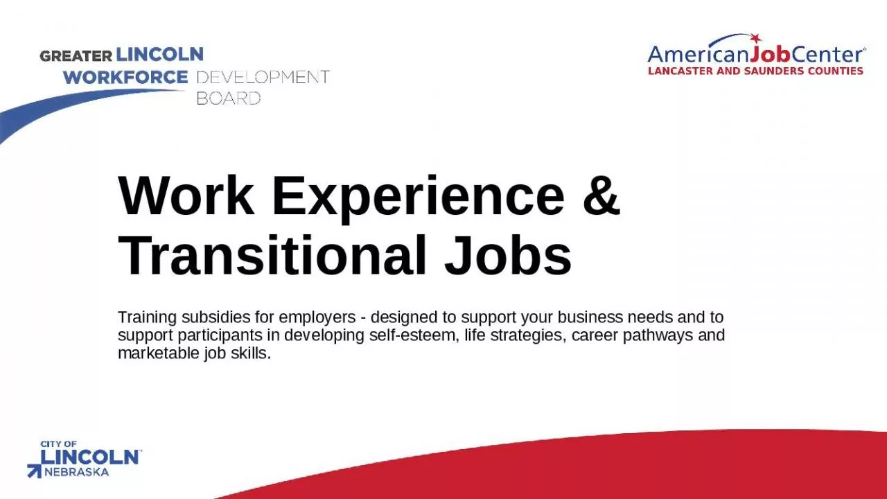 PPT-Work Experience & Transitional Jobs