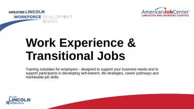 Work Experience & Transitional Jobs