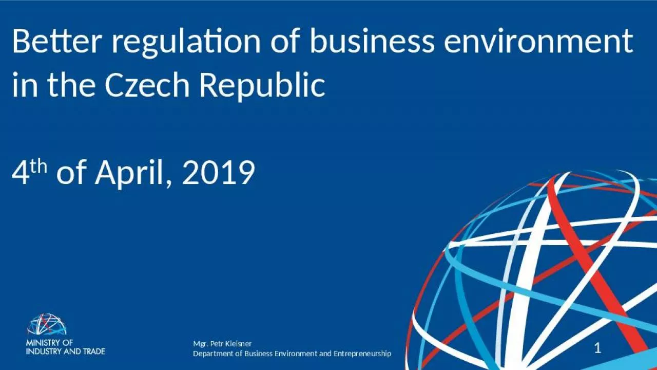 PPT-Better regulation of business environment in the Czech Republic 4th of April, 2019