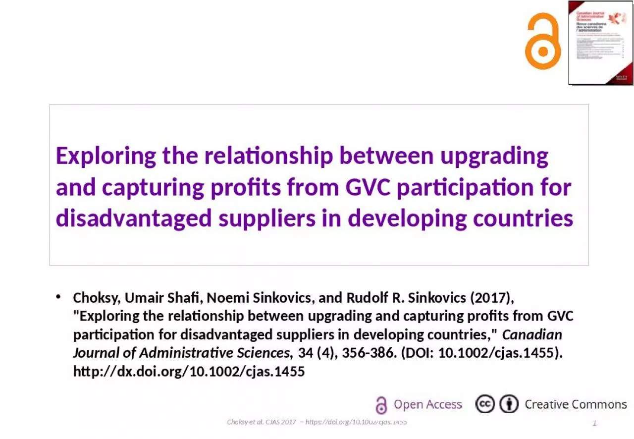 PPT-Exploring the relationship between upgrading and capturing profits from GVC participation