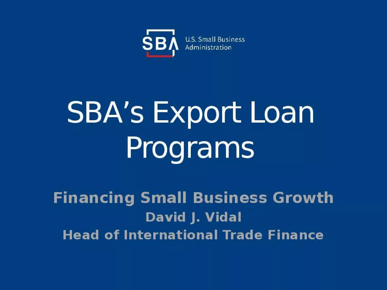 PPT-SBA s Export Loan Programs