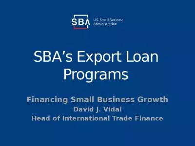 SBA s Export Loan Programs