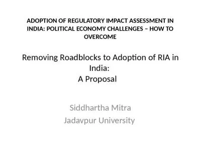 Removing Roadblocks to Adoption of RIA in India:  A Proposal