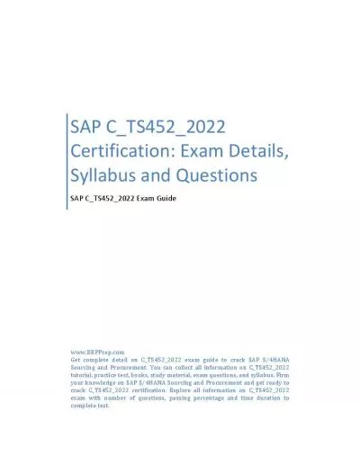 SAP C_TS452_2022 Certification Guide PDF