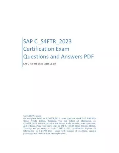 SAP C_S4FTR_2023 Certification Guide PDF