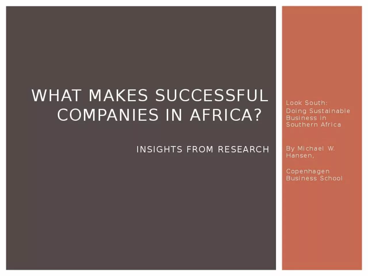 PPT-What makes successful companies in Africa? Insights from research