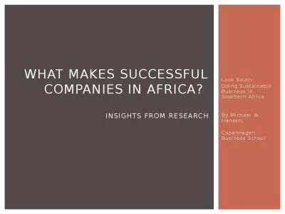 What makes successful companies in Africa?  Insights from research