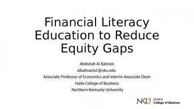 Financial Literacy Education to Reduce Equity Gaps