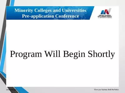 Minority Colleges and Universities Pre-application Conference