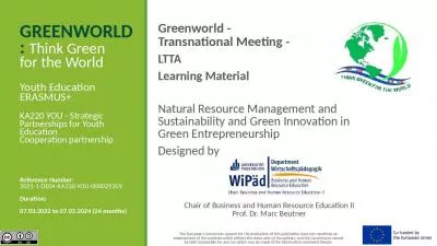 GREENWORLD: Think Green for the World Youth Education ERASMUS+ KA220 YOU - Strategic Partnerships for Youth Education Cooperation partnership