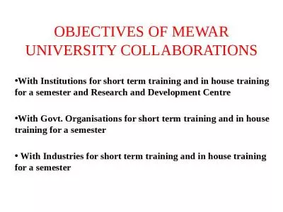 OBJECTIVES OF MEWAR UNIVERSITY COLLABORATIONS