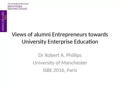 Views of alumni Entrepreneurs towards University Enterprise Education