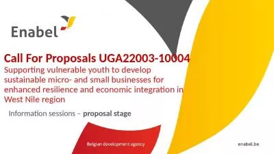 Call For Proposals UGA22003-10004 Supporting vulnerable youth to develop sustainable micro- and small businesses for enhanced resilience and economic integration in West Nile region