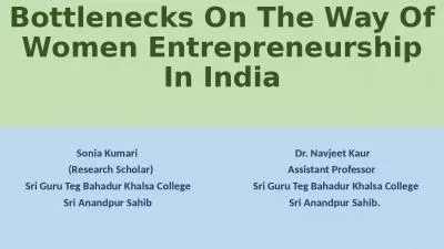 Bottlenecks On The Way Of Women Entrepreneurship In India