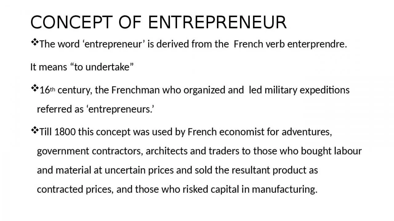 PPT-CONCEPT OF ENTREPRENEUR