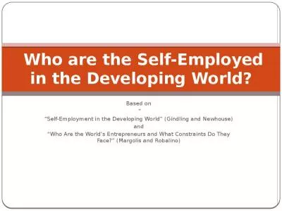 Who are the Self-Employed in the Developing World?