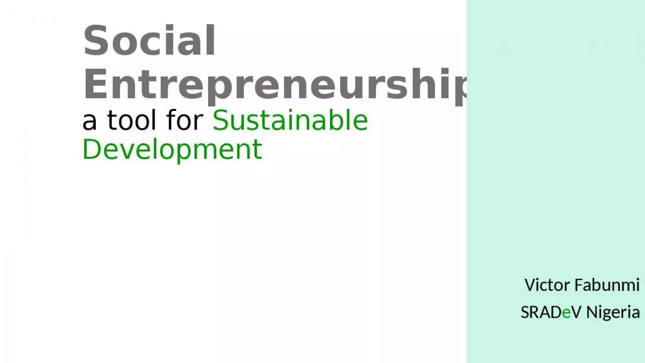 PPT-Social Entrepreneurship, a tool for Sustainable Development