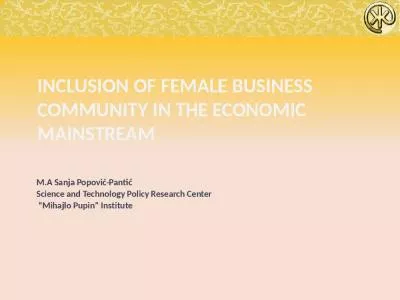 INCLUSION OF FEMALE BUSINESS COMMUNITY IN THE ECONOMIC MAINSTREAM