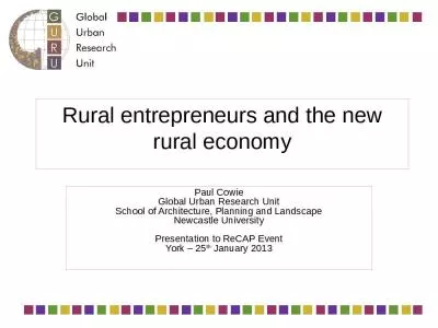 Rural entrepreneurs and the new rural economy