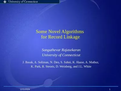 Some Novel Algorithms  for Record Linkage