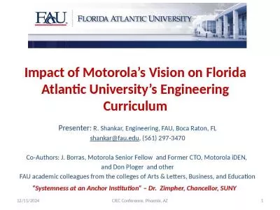 Impact of Motorola s Vision on Florida Atlantic University s Engineering Curriculum