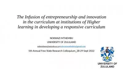 The Infusion of entrepreneurship and innovation in the curriculum at institutions of Higher learning in developing a responsive curriculum