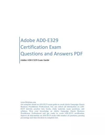 Adobe AD0-E329 Certification Guide PDF