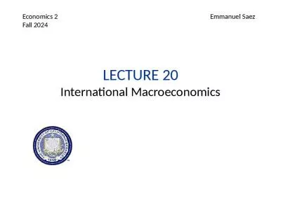 Lecture 20 International Macroeconomics