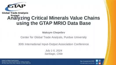 Analyzing Critical Minerals Value Chains using the GTAP MRIO Data Base