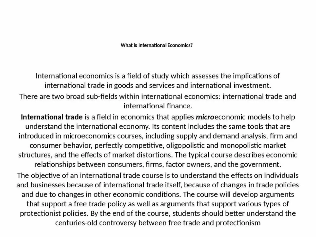 PPT-What is International Economics?