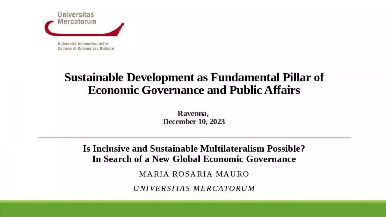 PPT-Sustainable Development as Fundamental Pillar of Economic Governance and Public Affairs