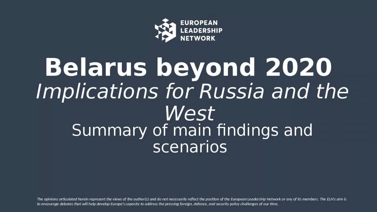 PPT-Belarus beyond 2020 Implications for Russia and the West