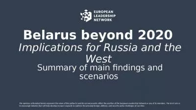 Belarus beyond 2020  Implications for Russia and the West